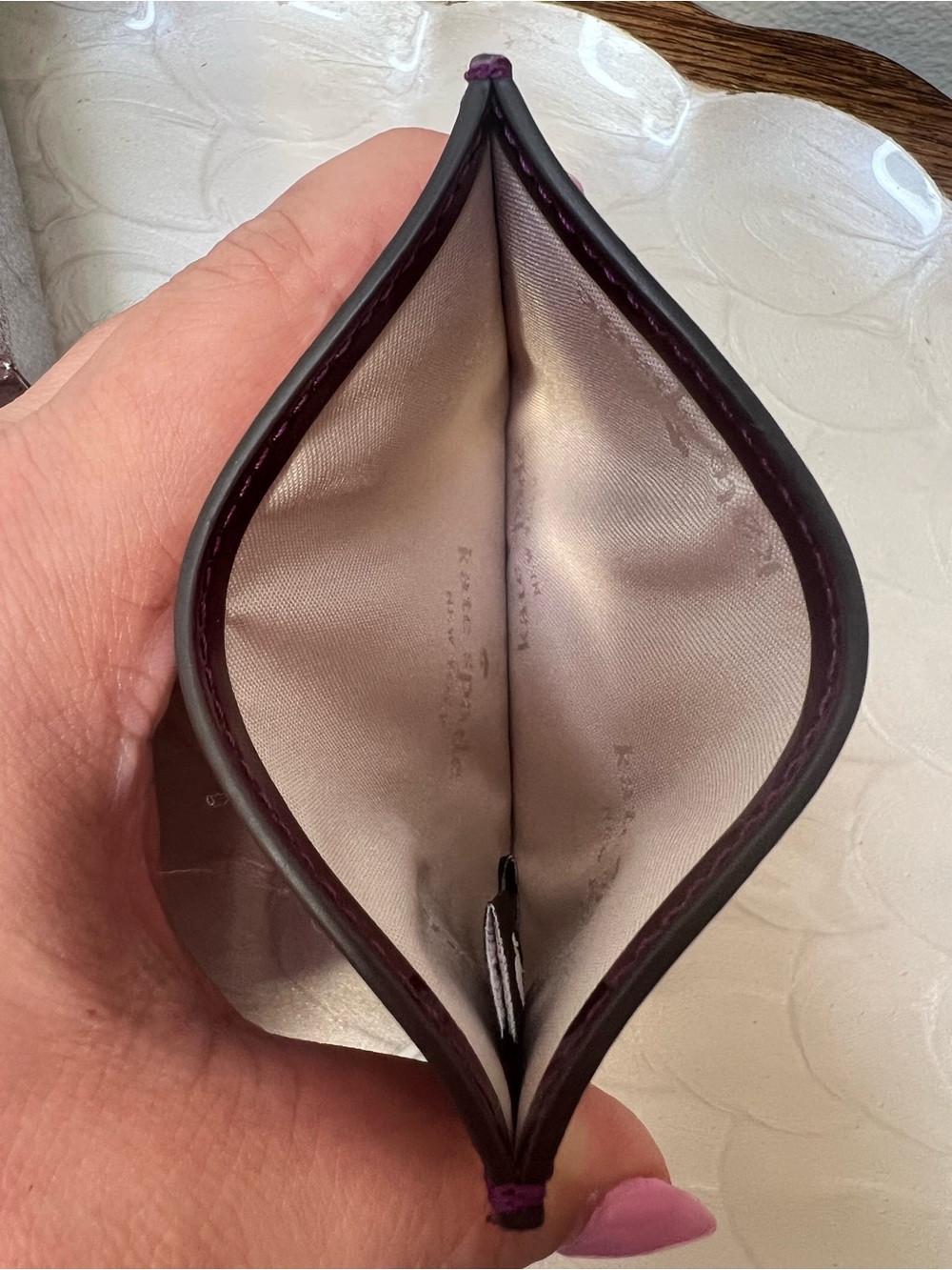 Kate Spade Kenzie Patent Slim Card Holder Dark Raspberry NIB - Picture 5 of 14